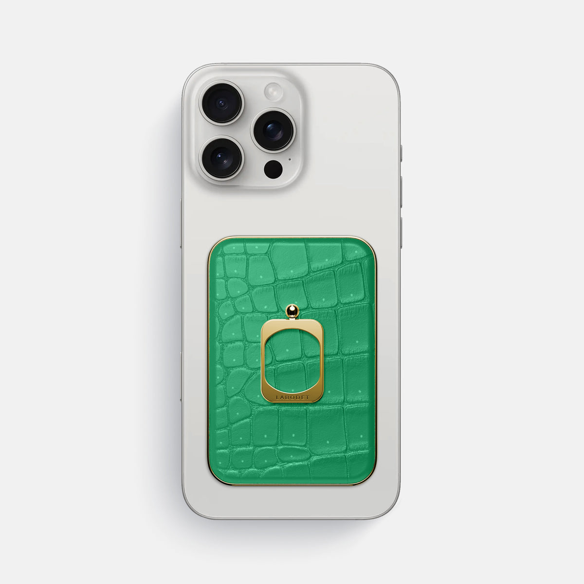 Cactus-Green iPhone 16 Pro Max Magsafe Ring Porosus Crocodile with Gold Metal -2 | Cactus-Green-Gold