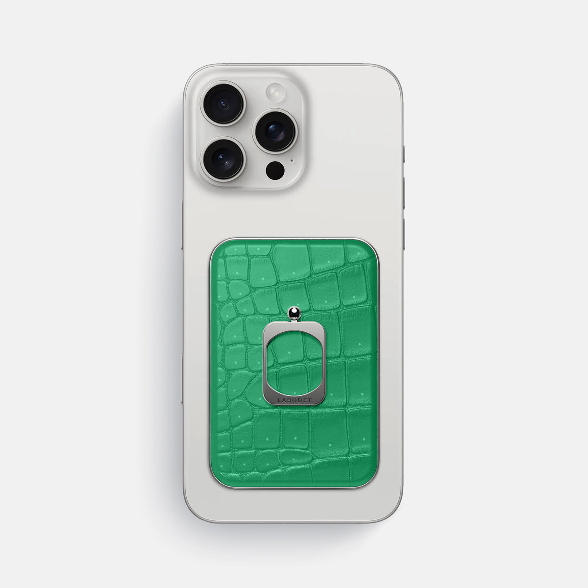 Cactus-Green iPhone 16 Pro Max Magsafe Ring Porosus Crocodile with Steel Metal -2 | Cactus-Green-Steel