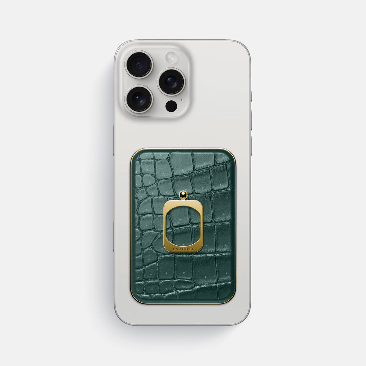 Dark-Forest iPhone 16 Pro Max Magsafe Ring Porosus Crocodile with Gold Metal -2 | Dark-Forest-Gold