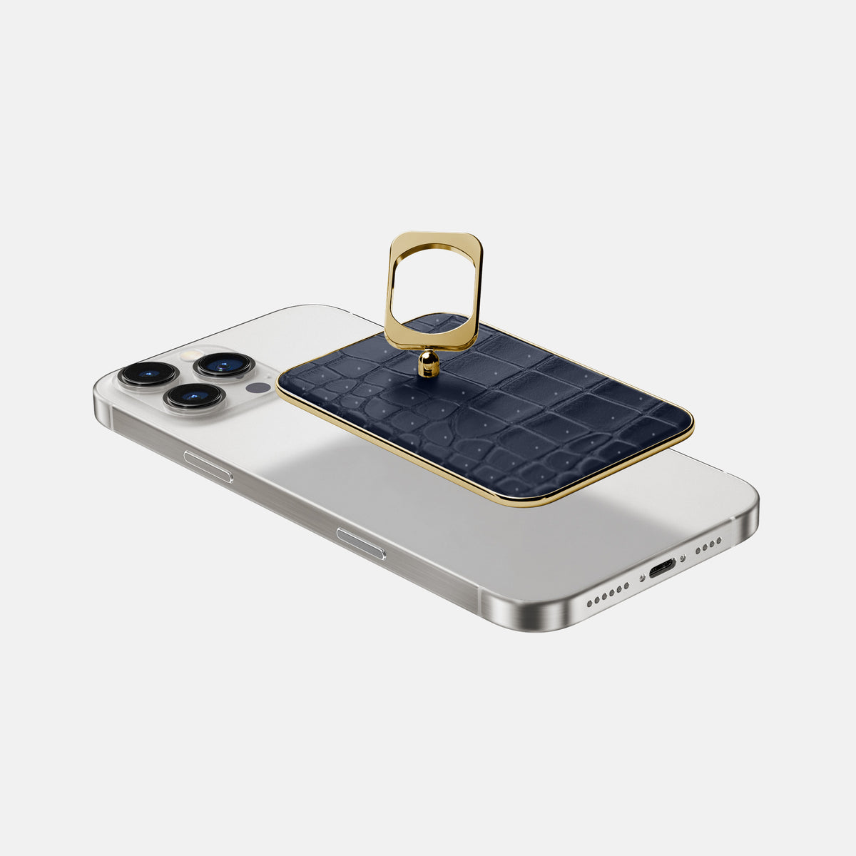 Deep Blue Sea iPhone 16 Pro Max Magsafe Ring Porosus Crocodile with Gold Metal -4 | Deep-Blue-Sea-Gold