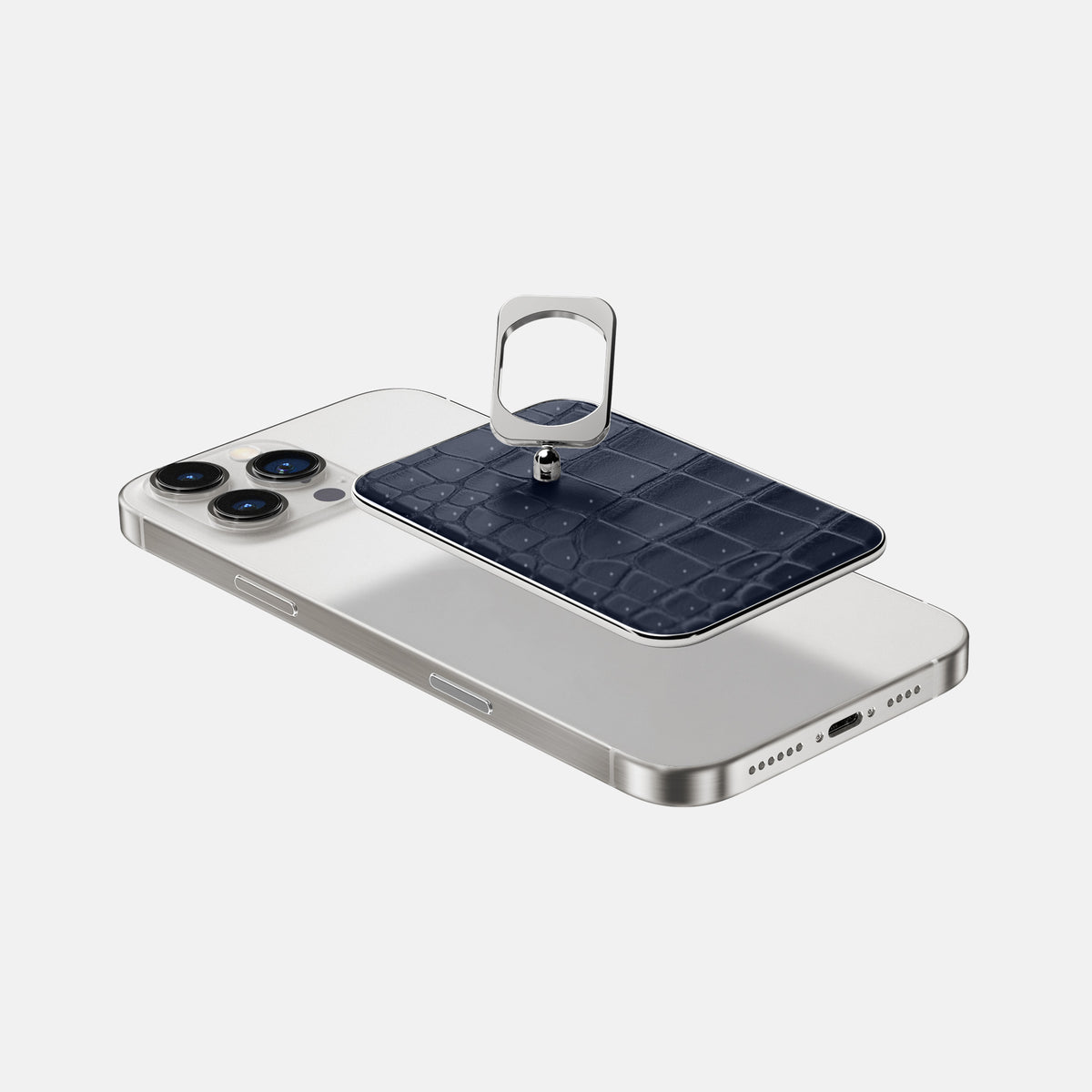 Deep Blue Sea iPhone 16 Pro Max Magsafe Ring Porosus Crocodile with Steel Metal -4 | Deep-Blue-Sea-Steel
