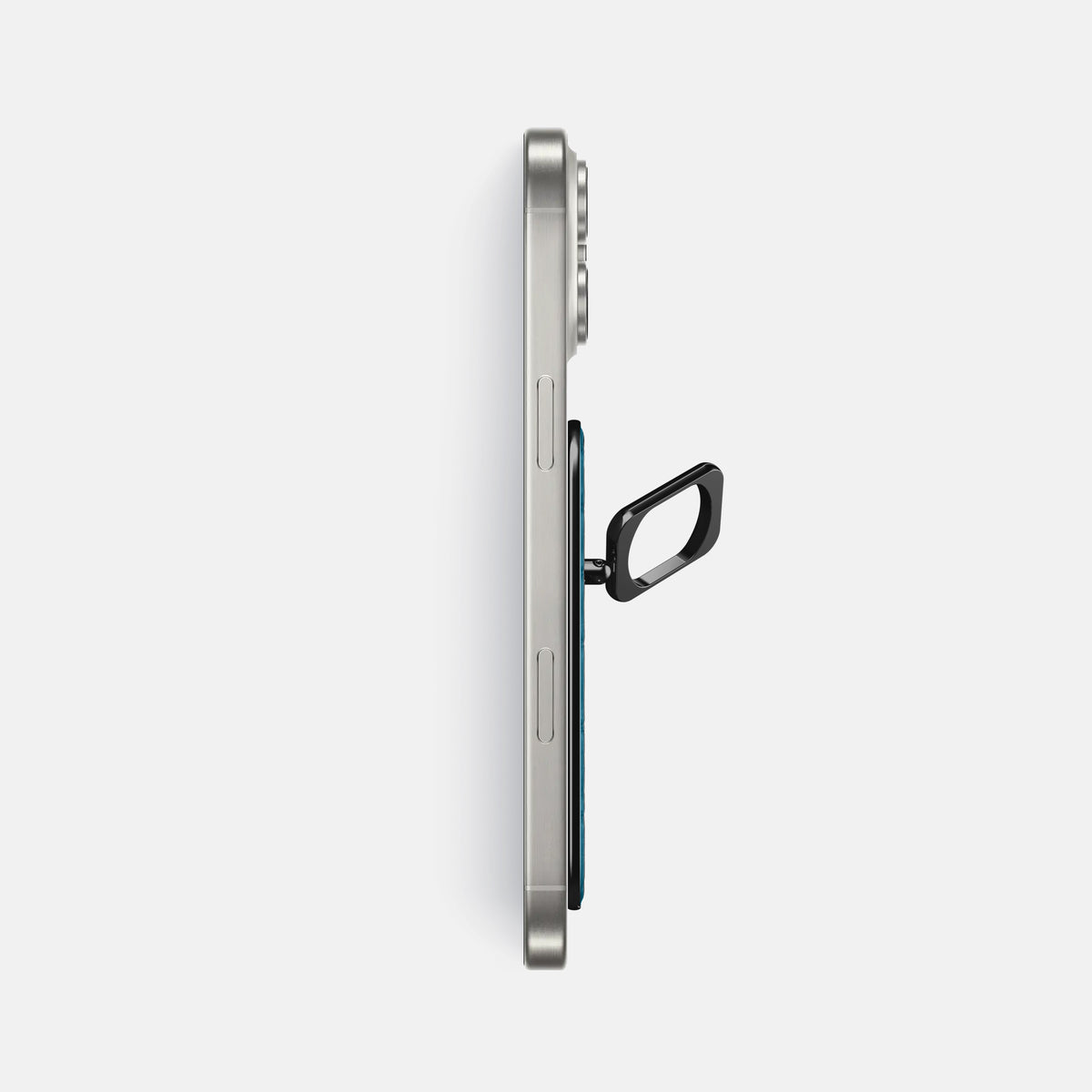 Duck Blue iPhone 16 Pro Max Magsafe Ring Porosus Crocodile with Black Metal -3 | Duck-Blue-Black