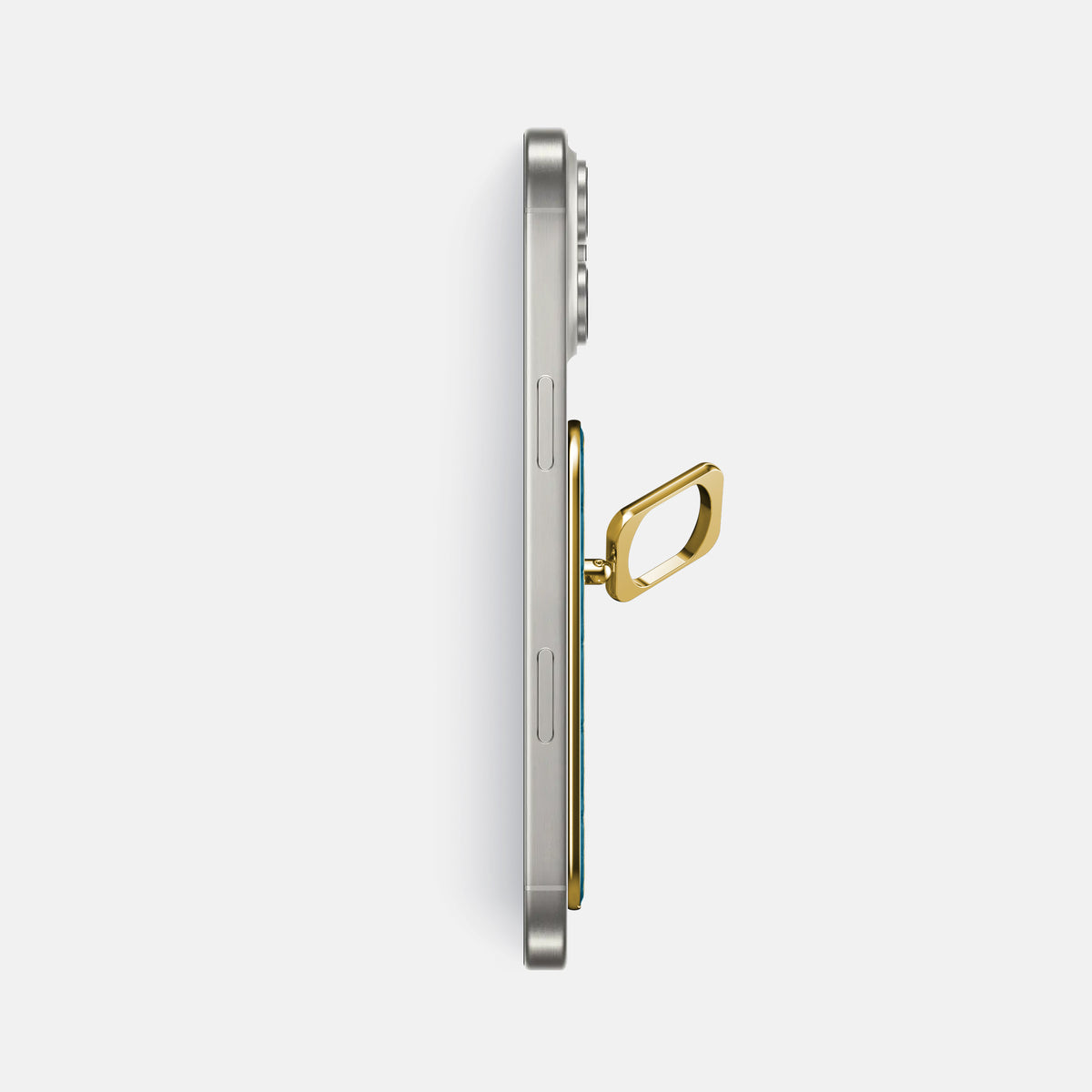 Duck Blue iPhone 16 Pro Max Magsafe Ring Porosus Crocodile with Gold Metal -3 | Duck-Blue-Gold