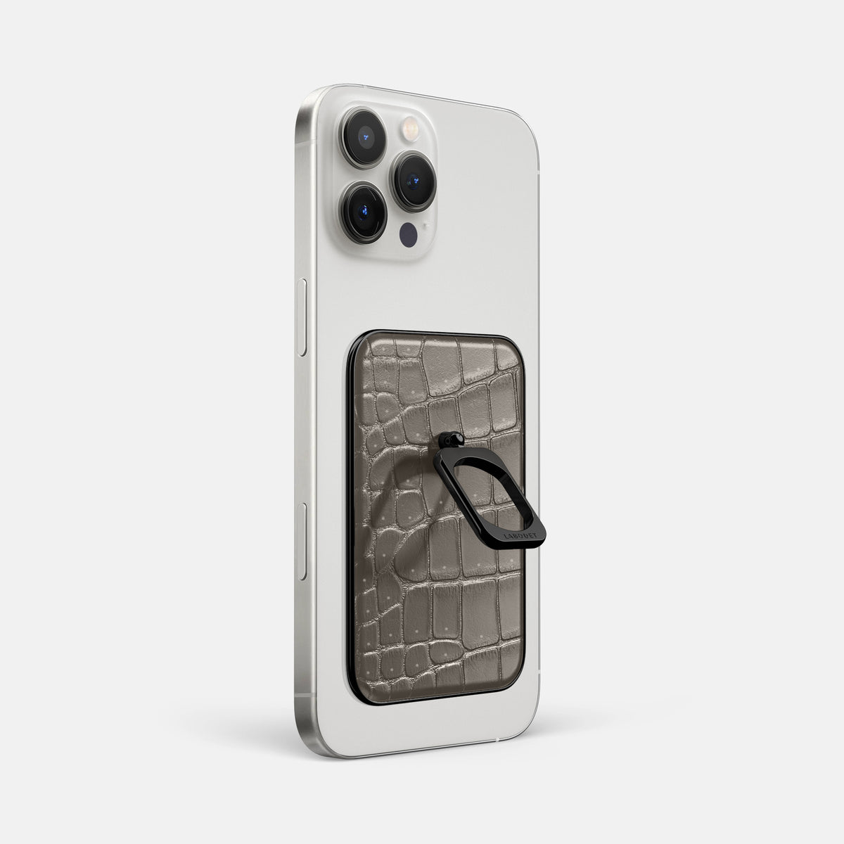 Lava-Stone iPhone 16 Pro Max Magsafe Ring Porosus Crocodile with Black Metal -1 | Lava-Stone-Black