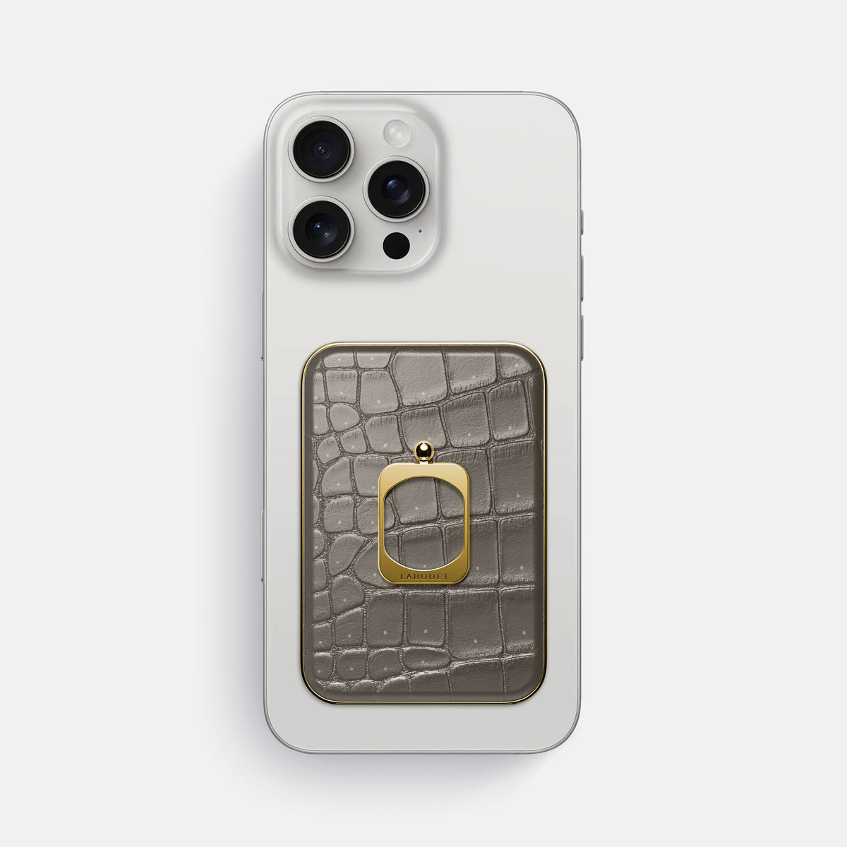 Lava-Stone iPhone 16 Pro Max Magsafe Ring Porosus Crocodile with Gold Metal -2 | Lava-Stone-Gold
