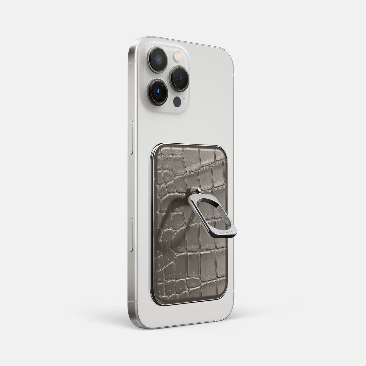 Lava-Stone iPhone 16 Pro Max Magsafe Ring Porosus Crocodile with Steel Metal -1 | Lava-Stone-Steel