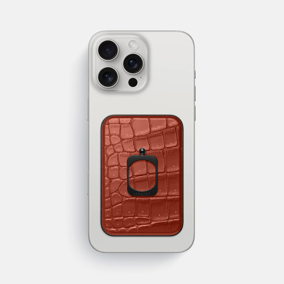 Mahogany-Brown iPhone 16 Pro Max Magsafe Ring Porosus Crocodile with Black Metal -2 | Mahogany-Brown-Black