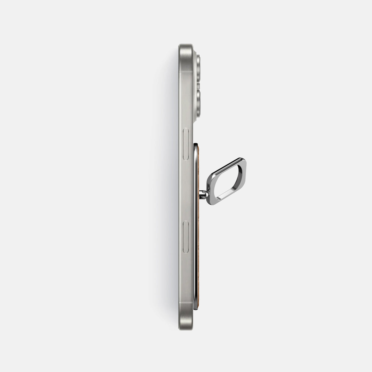 Milk-Chocolate iPhone 16 Pro Max Magsafe Ring Porosus Crocodile with Steel Metal -3 | Milk-Chocolate-Steel