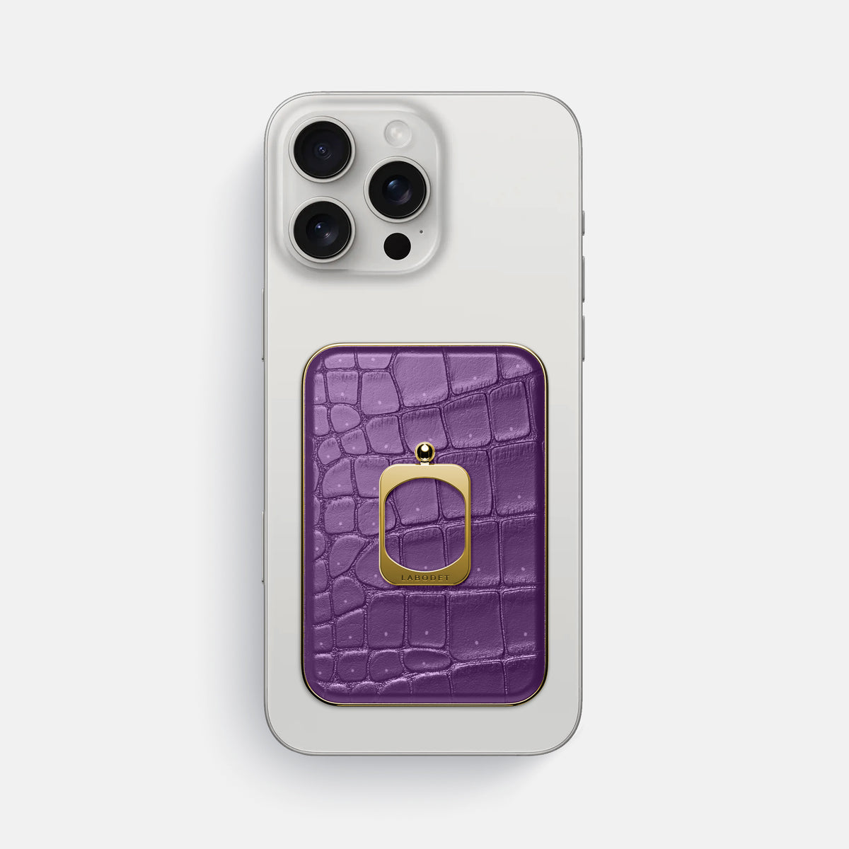 Purple iPhone 16 Pro Max Magsafe Ring Porosus Crocodile with Gold Metal -2 | Purple-Gold
