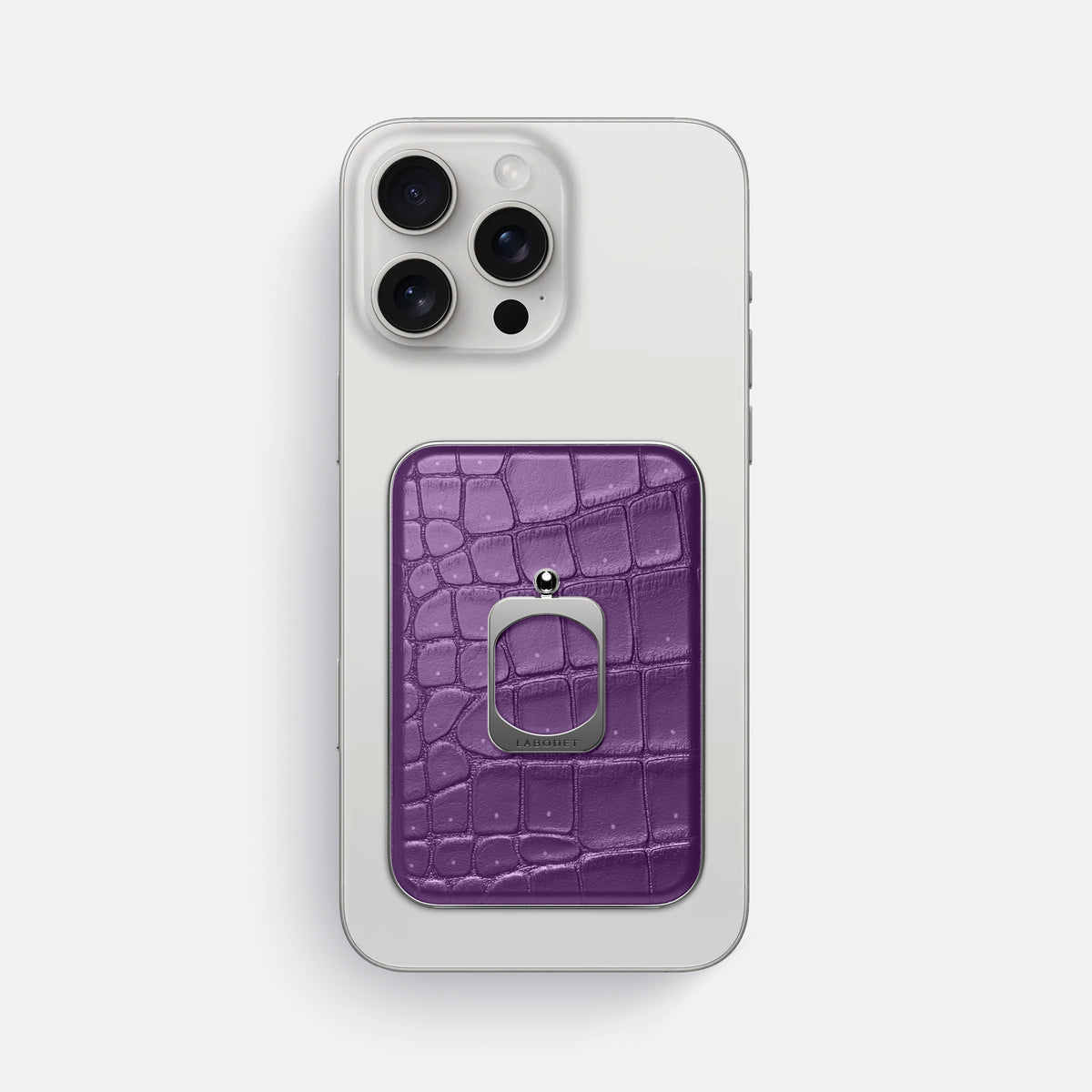 Purple iPhone 16 Pro Max Magsafe Ring Porosus Crocodile with Steel Metal -2 | Purple-Steel