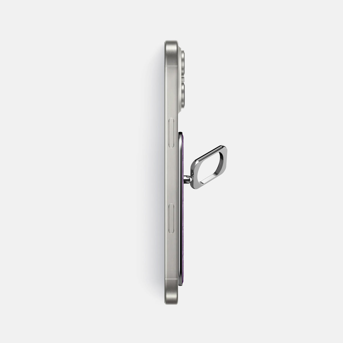 Purple iPhone 16 Pro Max Magsafe Ring Porosus Crocodile with Steel Metal -3 | Purple-Steel