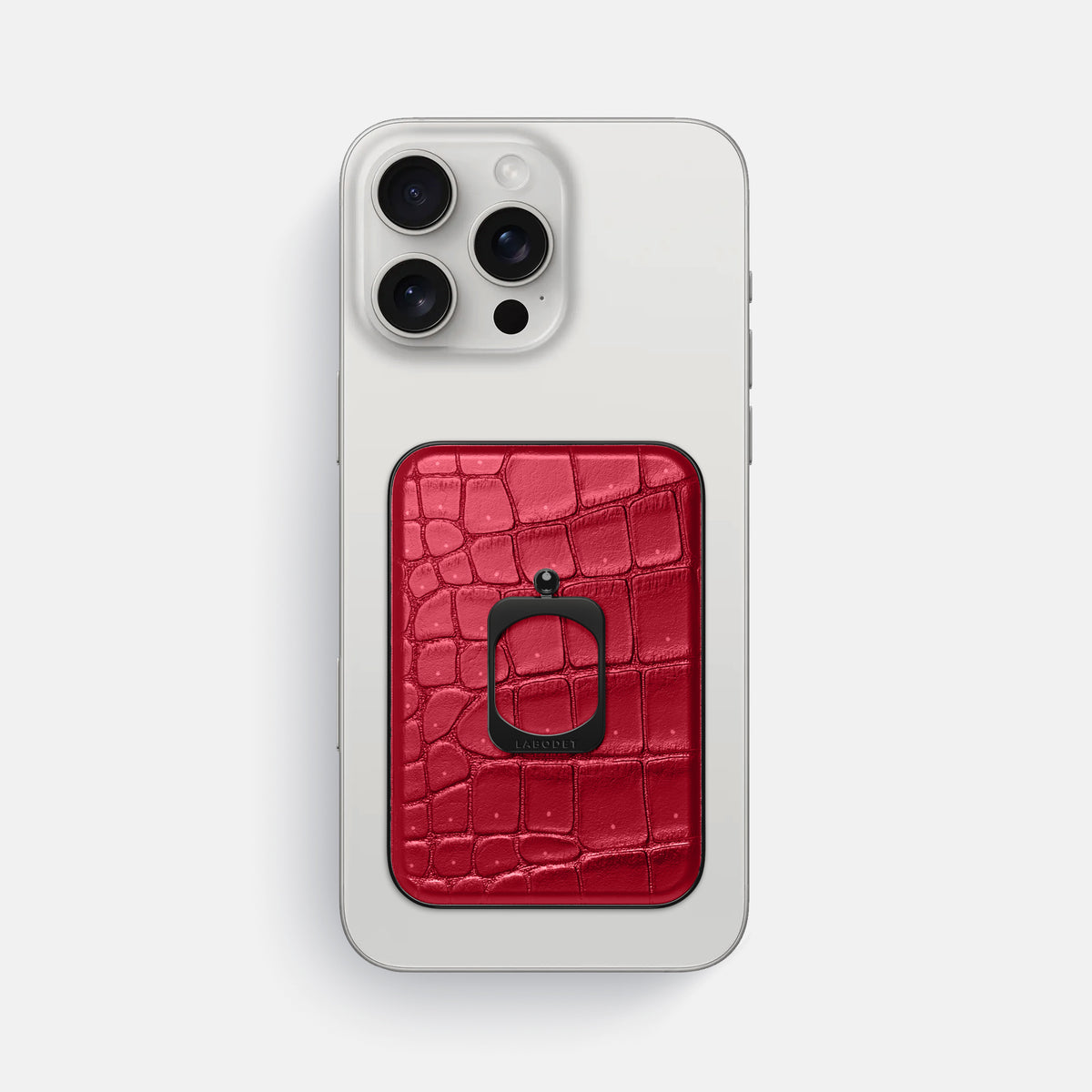 Burgundy iPhone 16 Pro Max Magsafe Ring Porosus Crocodile with Black Metal -2 | Burgundy-Black