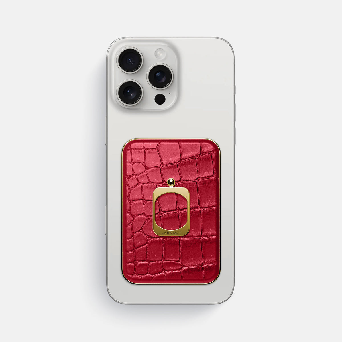 Burgundy iPhone 16 Pro Max Magsafe Ring Porosus Crocodile with Gold Metal -2 | Burgundy-Gold