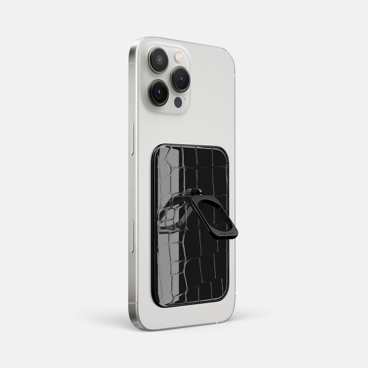Black iPhone 16 Pro Max MagSafe Ring Shiny Alligator with Black Metal -1 | Black-Black