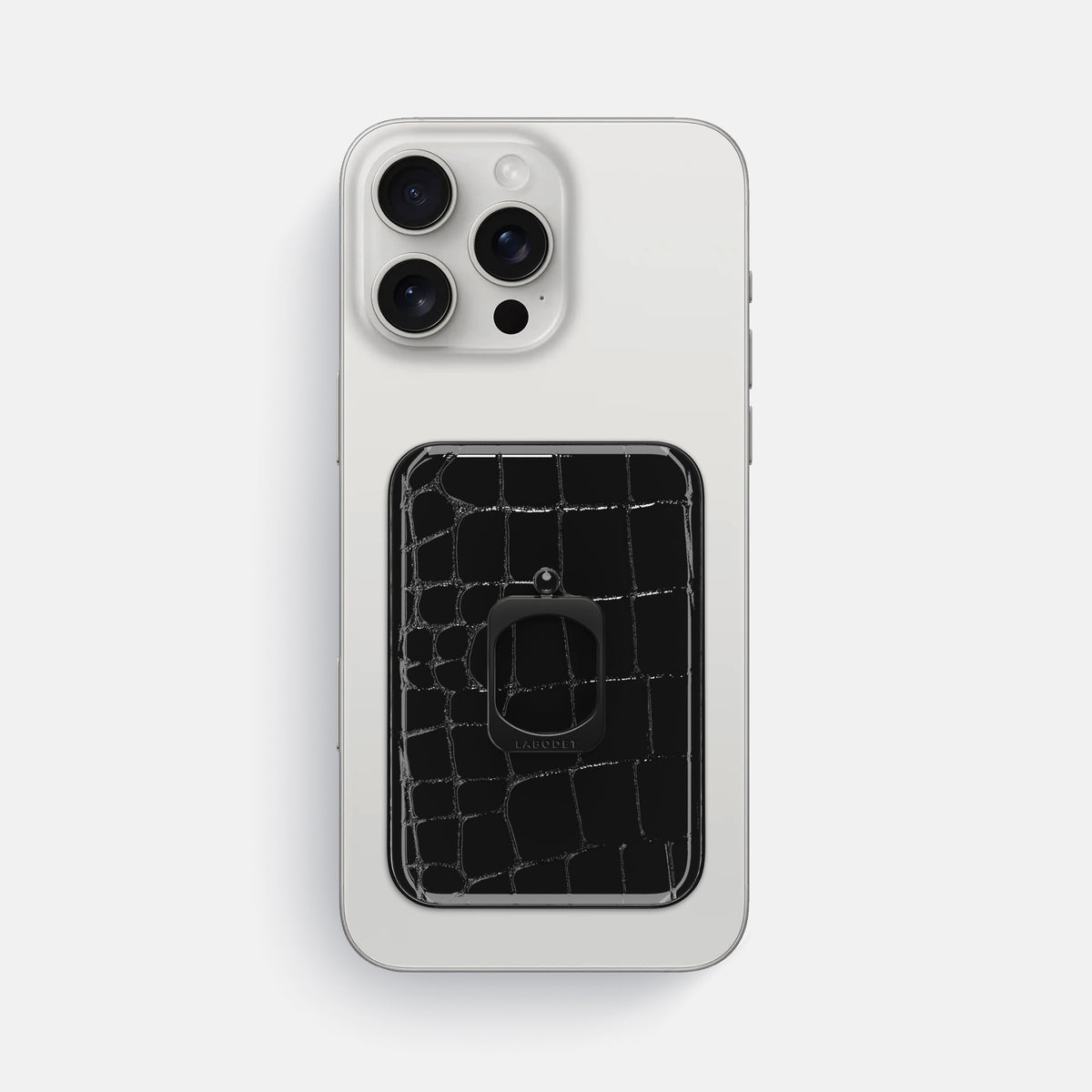 Black iPhone 16 Pro Max MagSafe Ring Shiny Alligator with Black Metal -2 | Black-Black