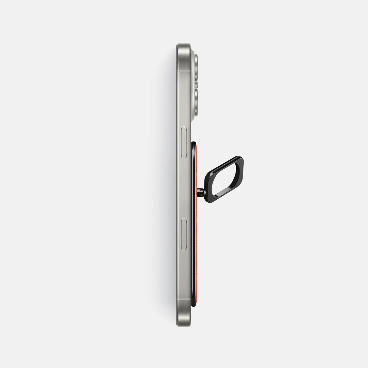 Coral-Orange iPhone 16 Pro Max MagSafe Ring Shiny Alligator with Black Metal -3 | Coral-Orange-Black