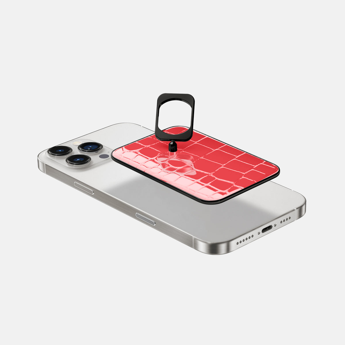 Papaya iPhone 16 Pro Max MagSafe Ring Shiny Alligator with Black Metal -4 | Papaya-Black