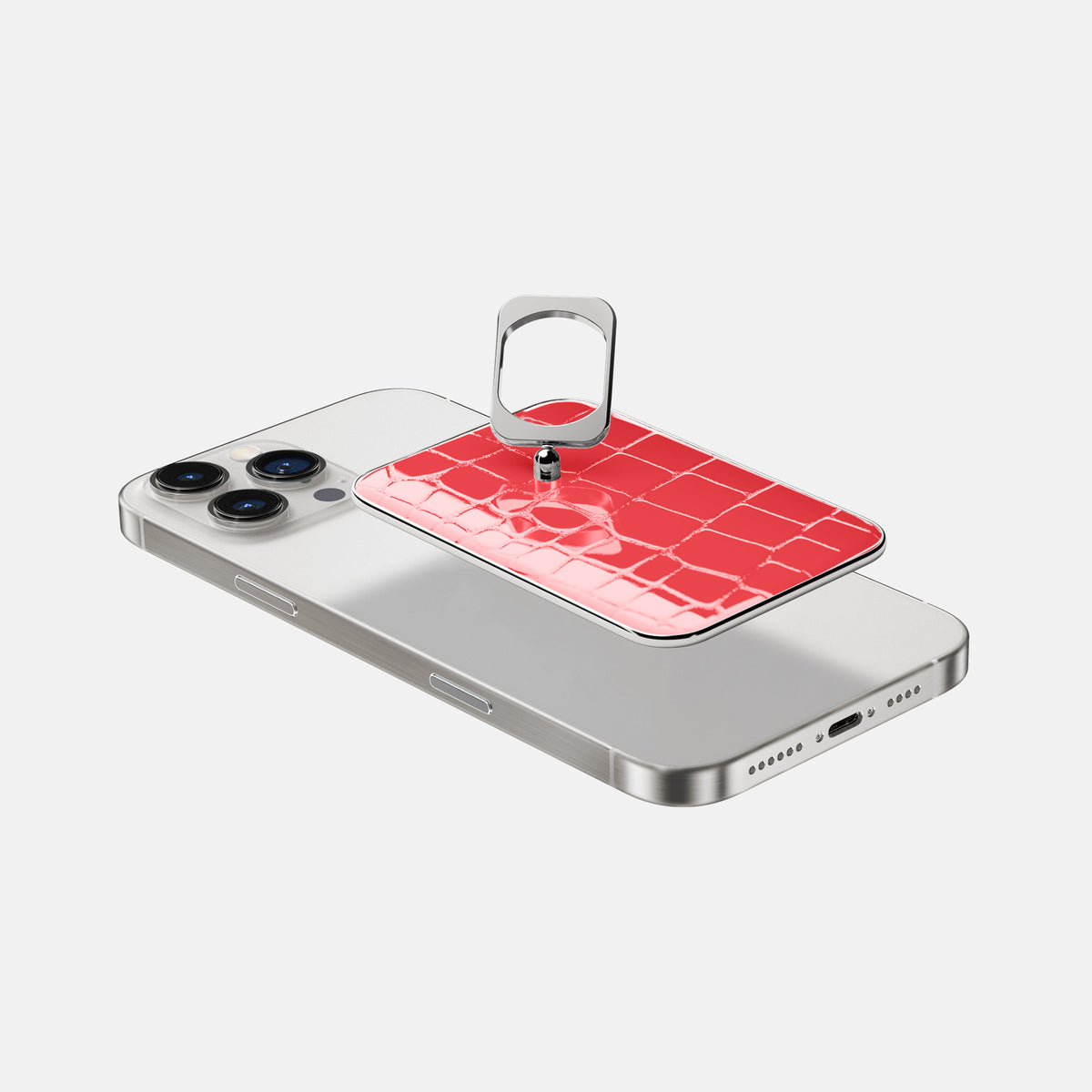 Papaya iPhone 16 Pro Max MagSafe Ring Shiny Alligator with Steel Metal -4 | Papaya-Steel