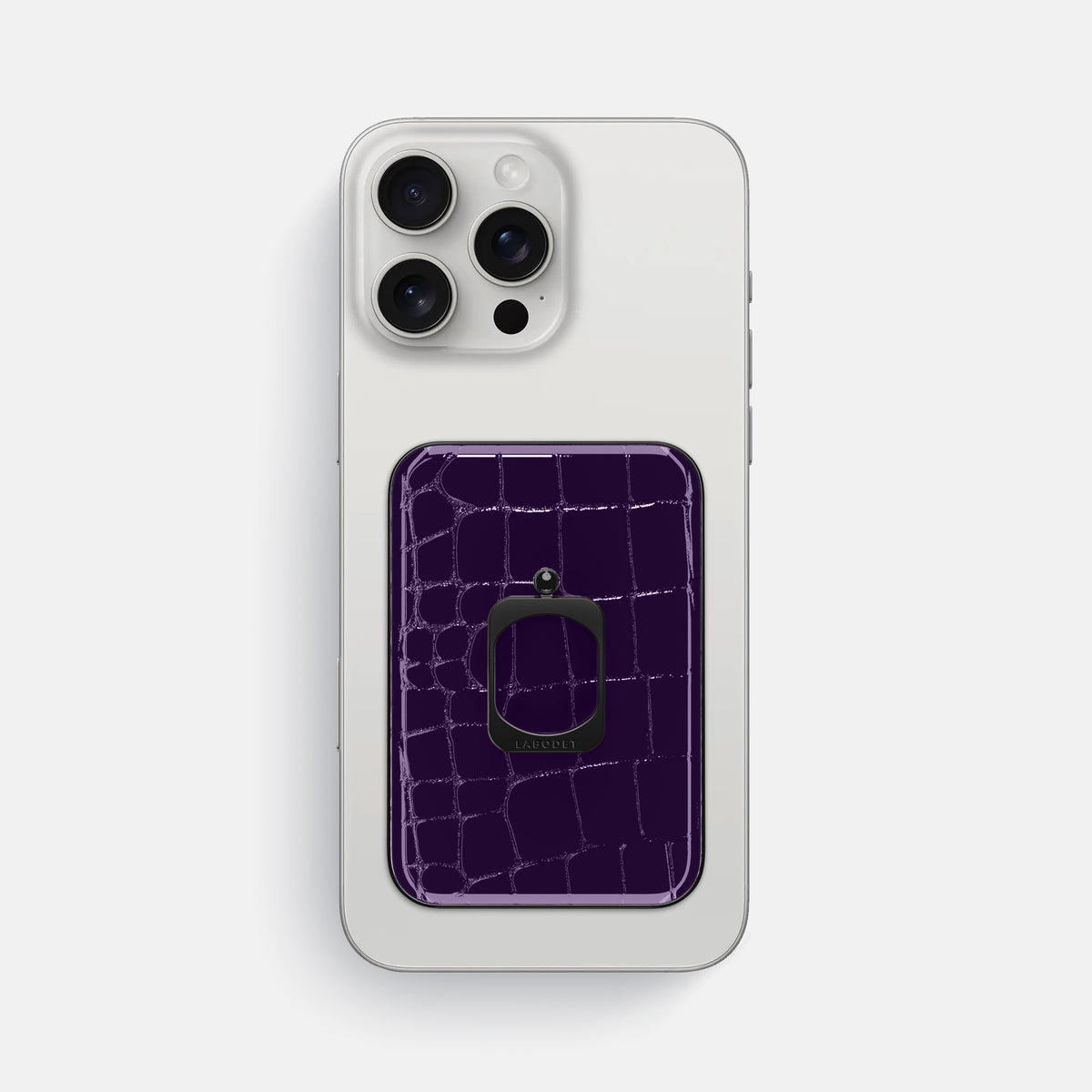 Purple iPhone 16 Pro Max MagSafe Ring Shiny Alligator with Black Metal -2 | Purple-Black