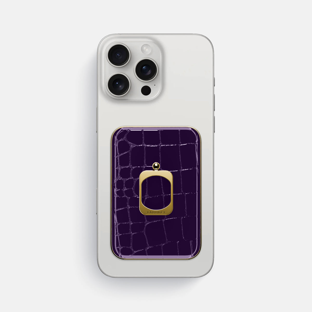 Purple iPhone 16 Pro Max MagSafe Ring Shiny Alligator with Gold Metal -2 | Purple-Gold
