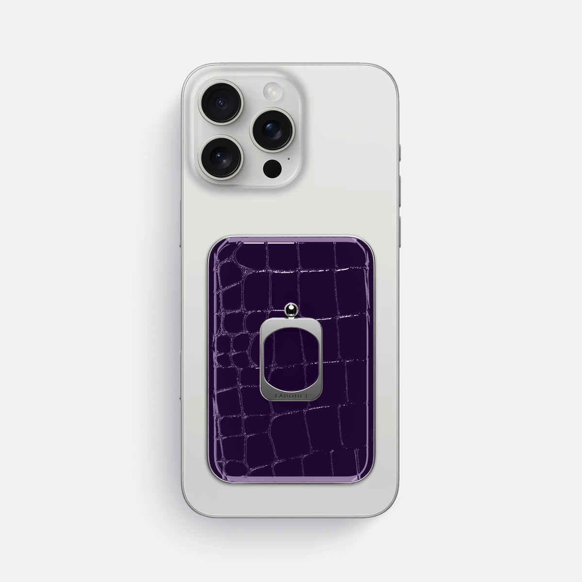 Purple iPhone 16 Pro Max MagSafe Ring Shiny Alligator with Steel Metal -2 | Purple-Steel