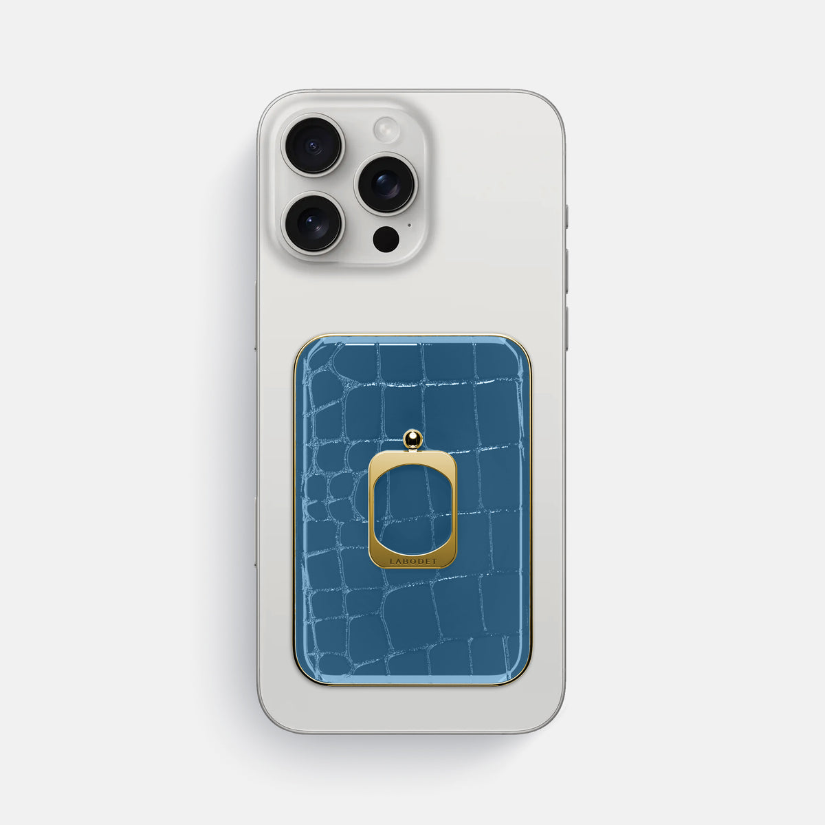turqoise-blue iPhone 16 Pro Max MagSafe Ring Shiny Alligator with Gold Metal -2 | turqoise-blue-Gold