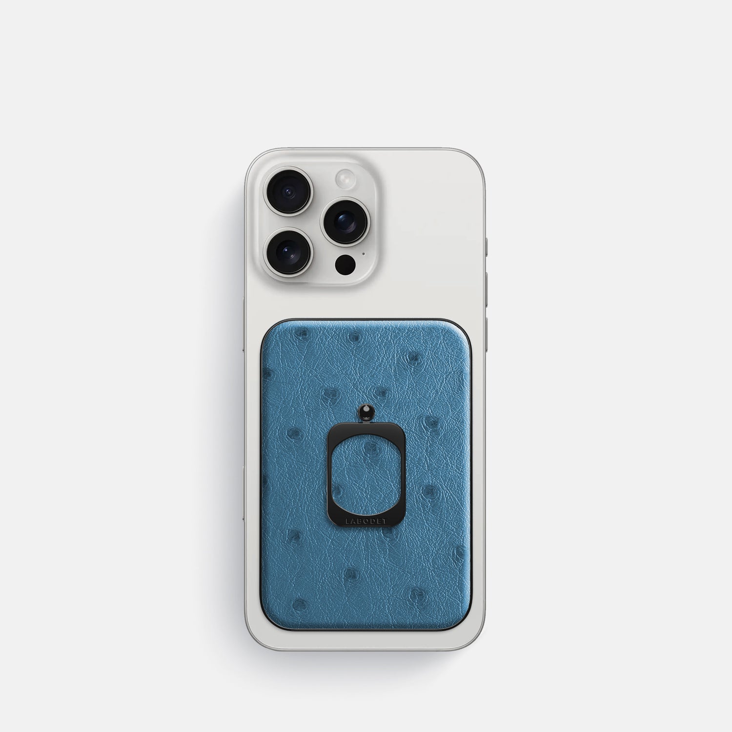 Blue-Jeans iPhone 16 Pro MagSafe Ring Ostrich with Black Metal -2 | Blue-Jeans-Black