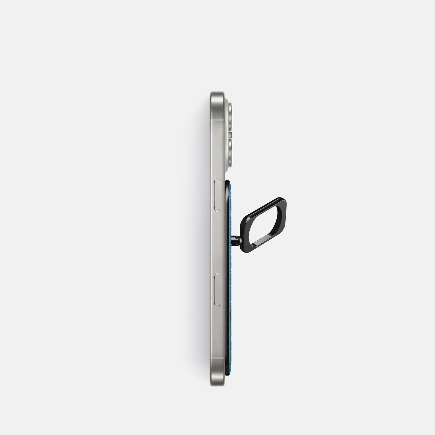 Blue-Jeans iPhone 16 Pro MagSafe Ring Ostrich with Black Metal -3 | Blue-Jeans-Black