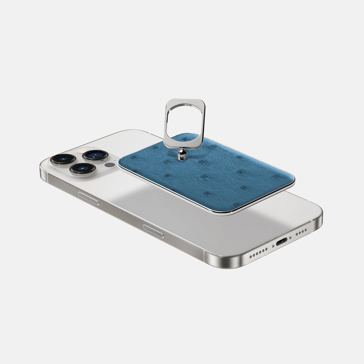 Blue-Jeans iPhone 16 Pro MagSafe Ring Ostrich with Steel Metal -4 | Blue-Jeans-Steel