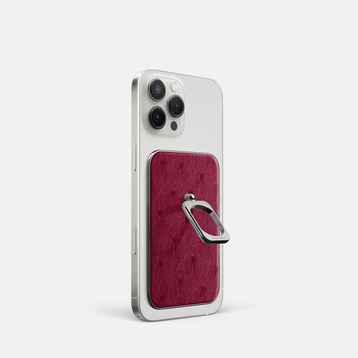 Bordeaux iPhone 16 Pro MagSafe Ring Ostrich with Steel Metal -1 | Bordeaux-Steel