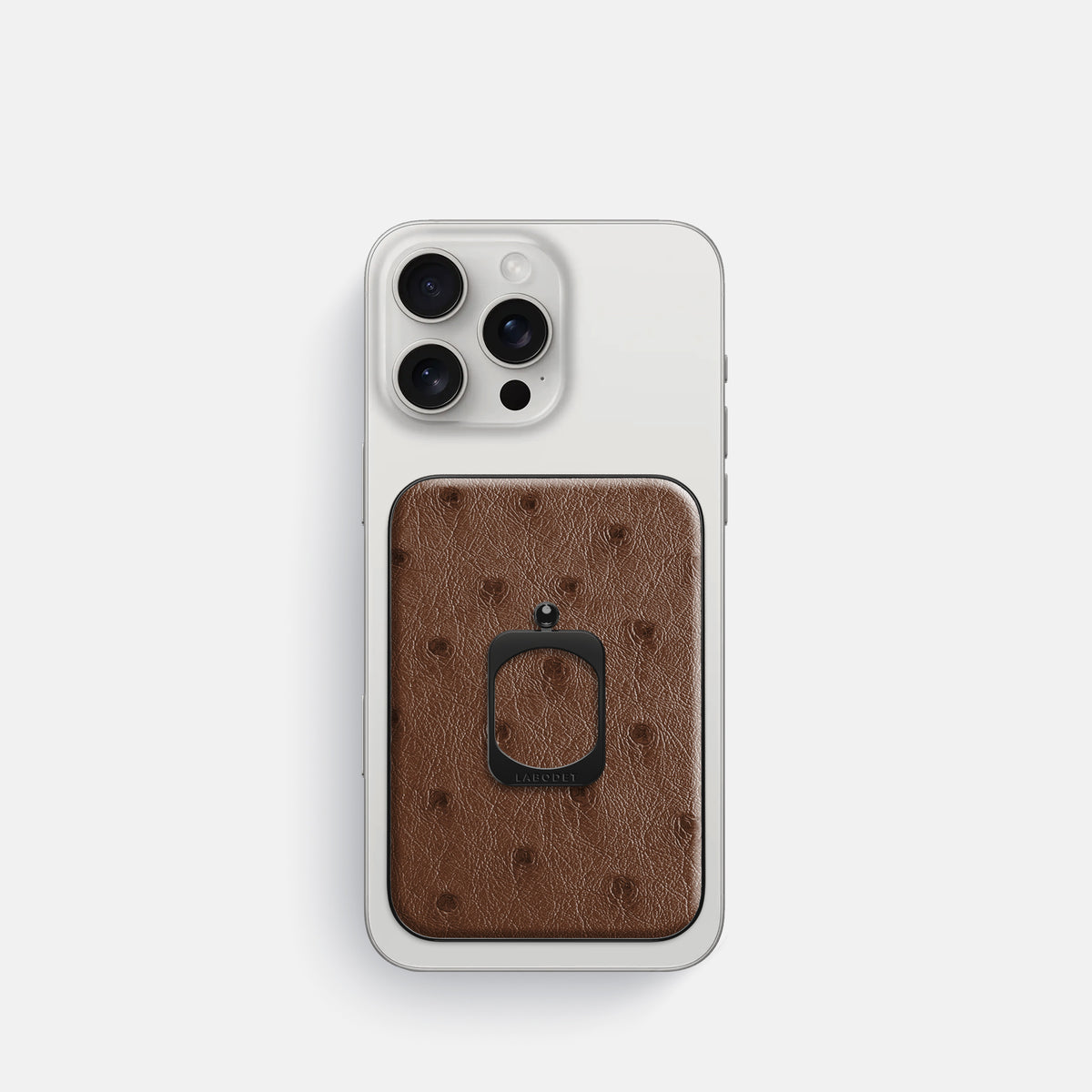 Chocolate iPhone 16 Pro MagSafe Ring Ostrich with Black Metal -2 | Chocolate-Black