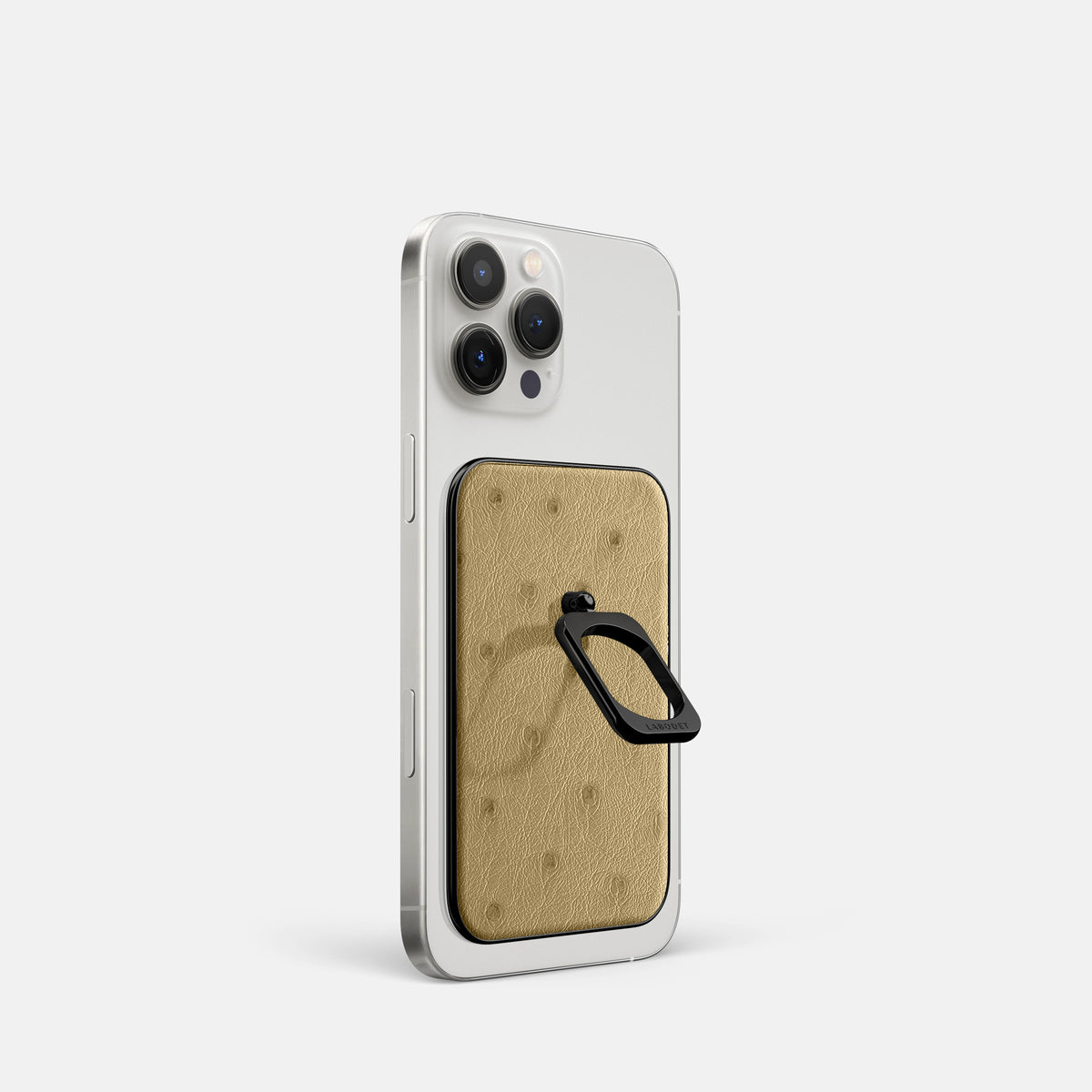 Desert-Sand iPhone 16 Pro MagSafe Ring Ostrich with Black Metal -1 | Desert-Sand-Black