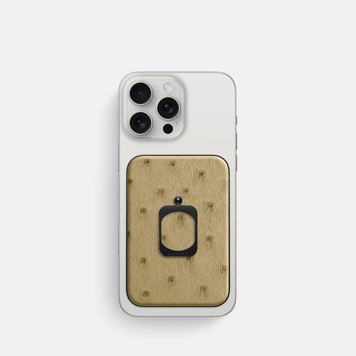 Desert-Sand iPhone 16 Pro MagSafe Ring Ostrich with Black Metal -2 | Desert-Sand-Black