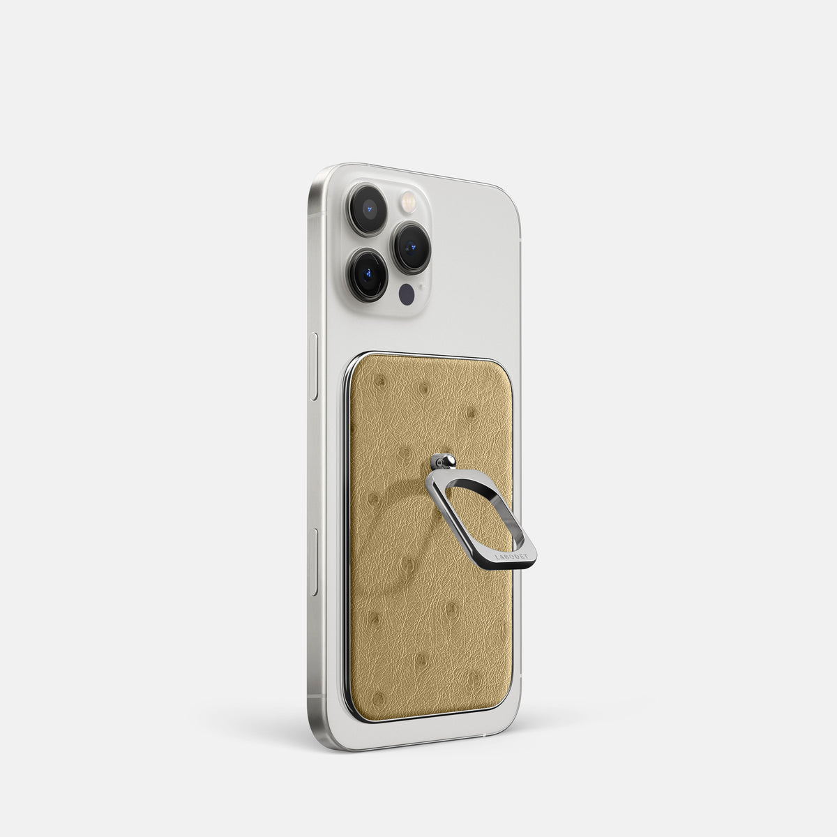 Desert-Sand iPhone 16 Pro MagSafe Ring Ostrich with Steel Metal -1 | Desert-Sand-Steel