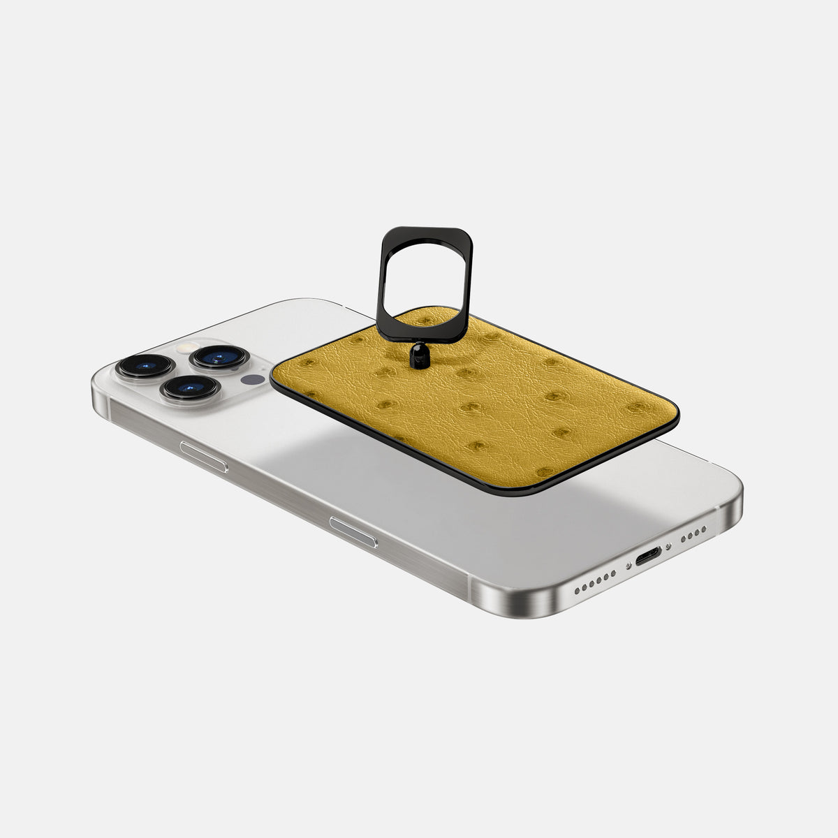 Gold iPhone 16 Pro MagSafe Ring Ostrich with Black Metal -4 | Gold-Black