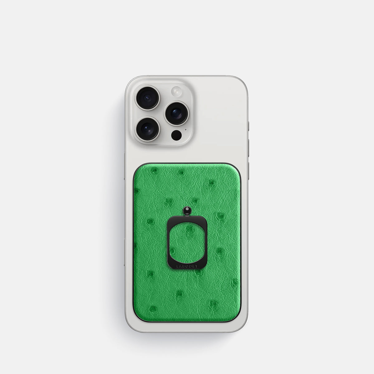 Kentucky Green iPhone 16 Pro MagSafe Ring Ostrich with Black Metal -2 | Kentucky-Green-Black