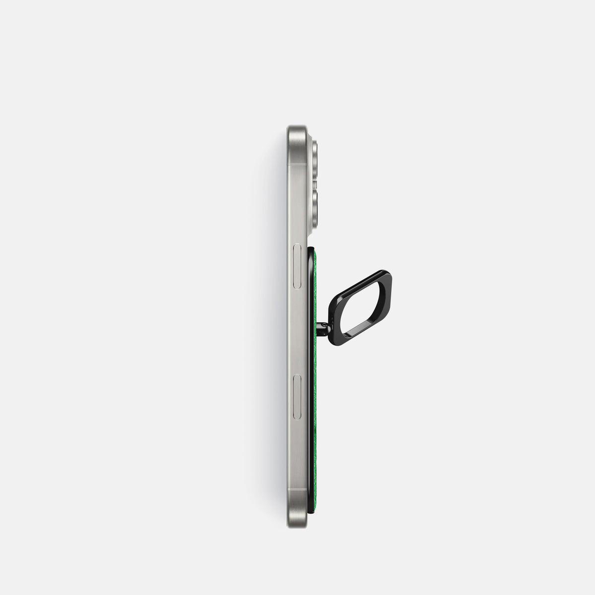 Kentucky Green iPhone 16 Pro MagSafe Ring Ostrich with Black Metal -3 | Kentucky-Green-Black