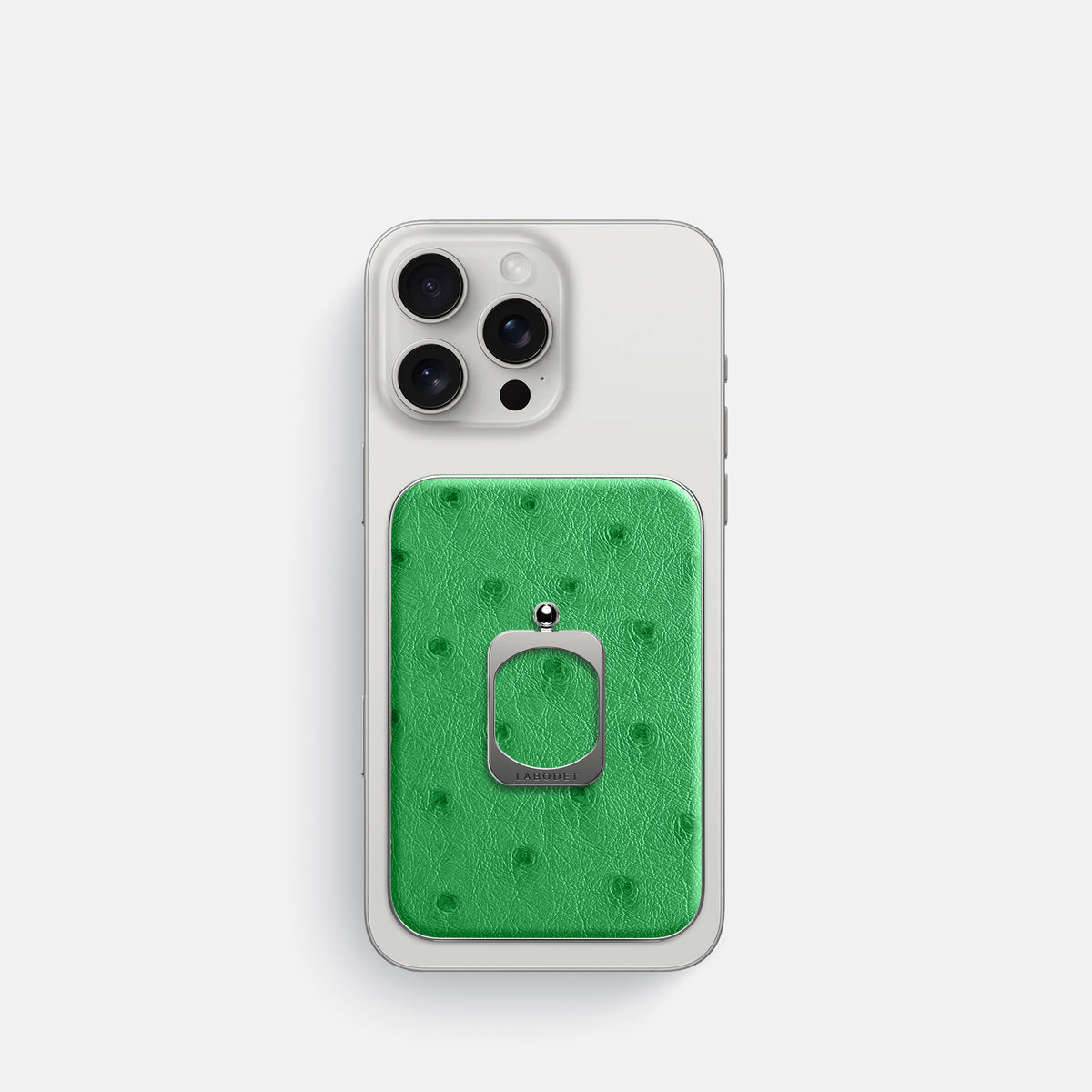 Kentucky Green iPhone 16 Pro MagSafe Ring Ostrich with Steel Metal -2 | Kentucky-Green-Steel