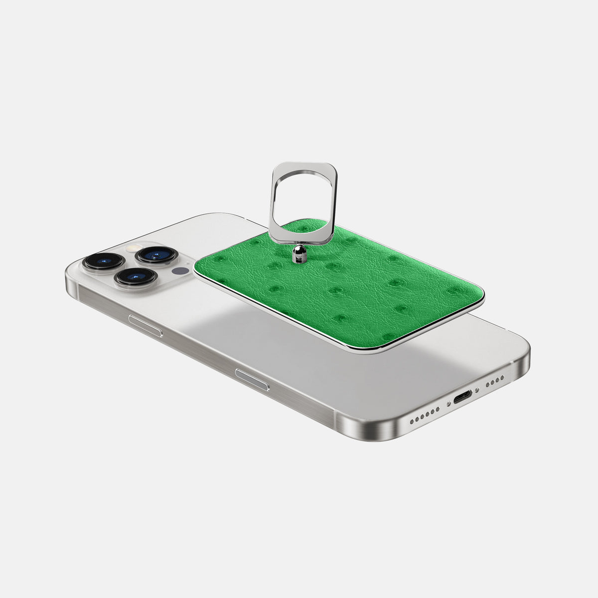 Kentucky Green iPhone 16 Pro MagSafe Ring Ostrich with Steel Metal -4 | Kentucky-Green-Steel