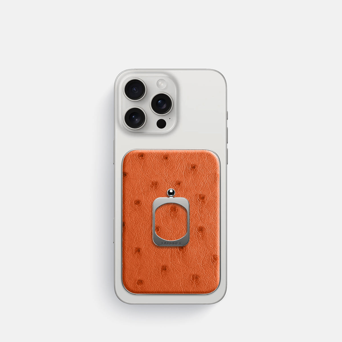 Orange iPhone 16 Pro MagSafe Ring Ostrich with Steel Metal -2 | Orange-Steel