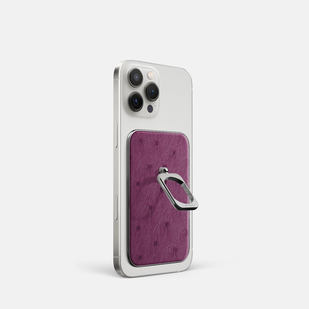 Purple iPhone 16 Pro MagSafe Ring Ostrich with Steel Metal -1 | Purple-Steel