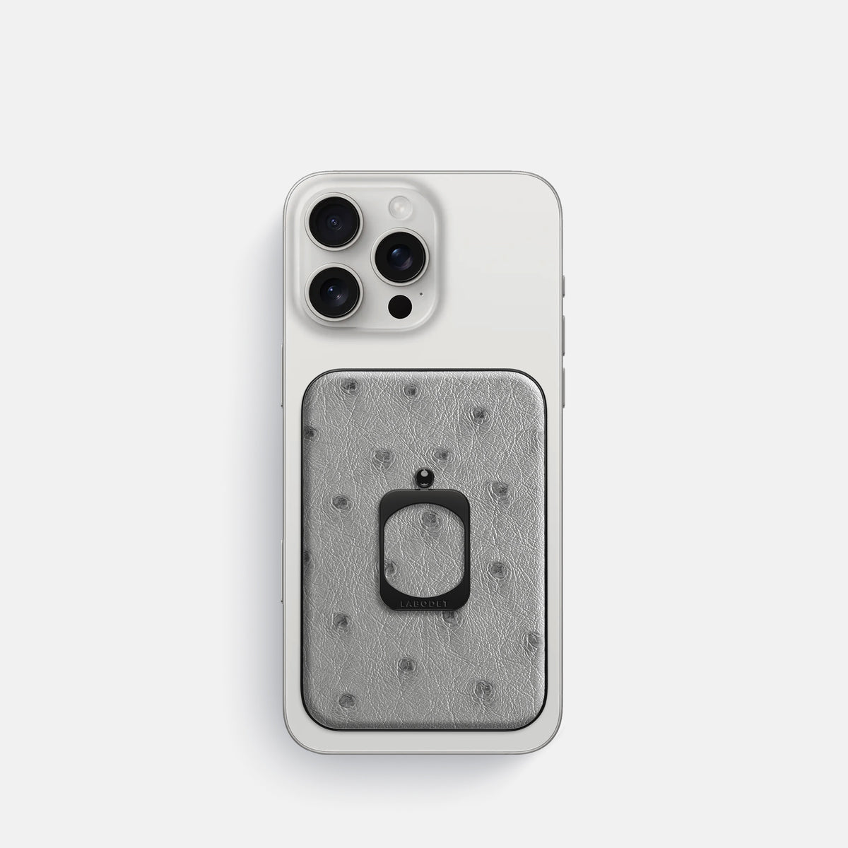 Silver iPhone 16 Pro MagSafe Ring Ostrich with Black Metal -2 | Silver-Black