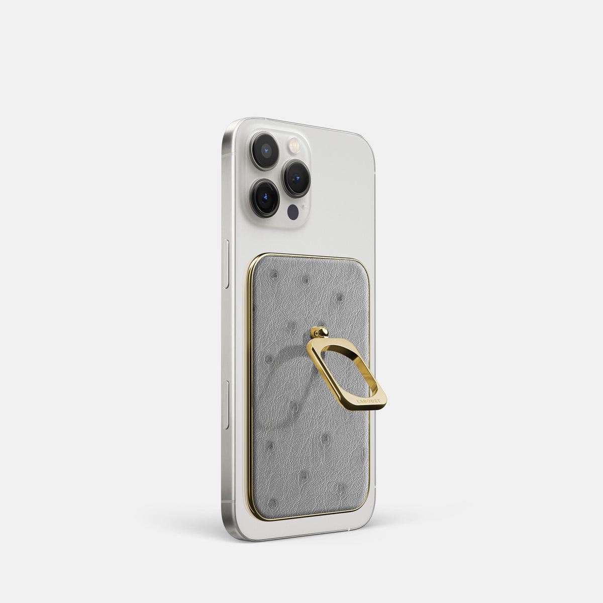 Silver iPhone 16 Pro MagSafe Ring Ostrich with Gold Metal -1 | Silver-Gold