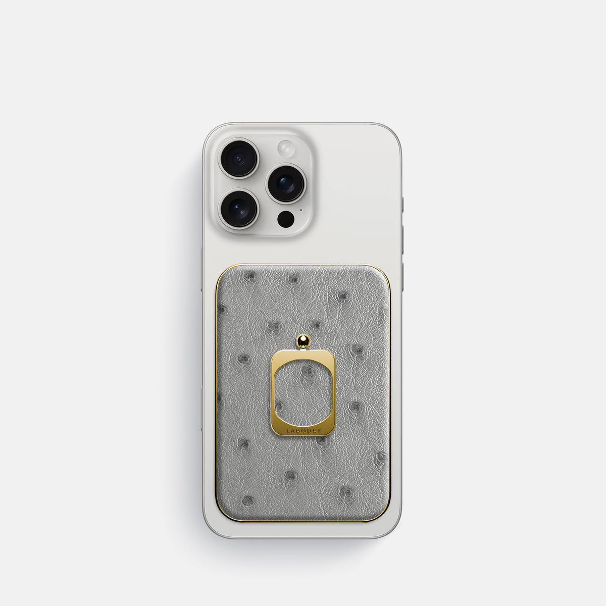 Silver iPhone 16 Pro MagSafe Ring Ostrich with Gold Metal -2 | Silver-Gold