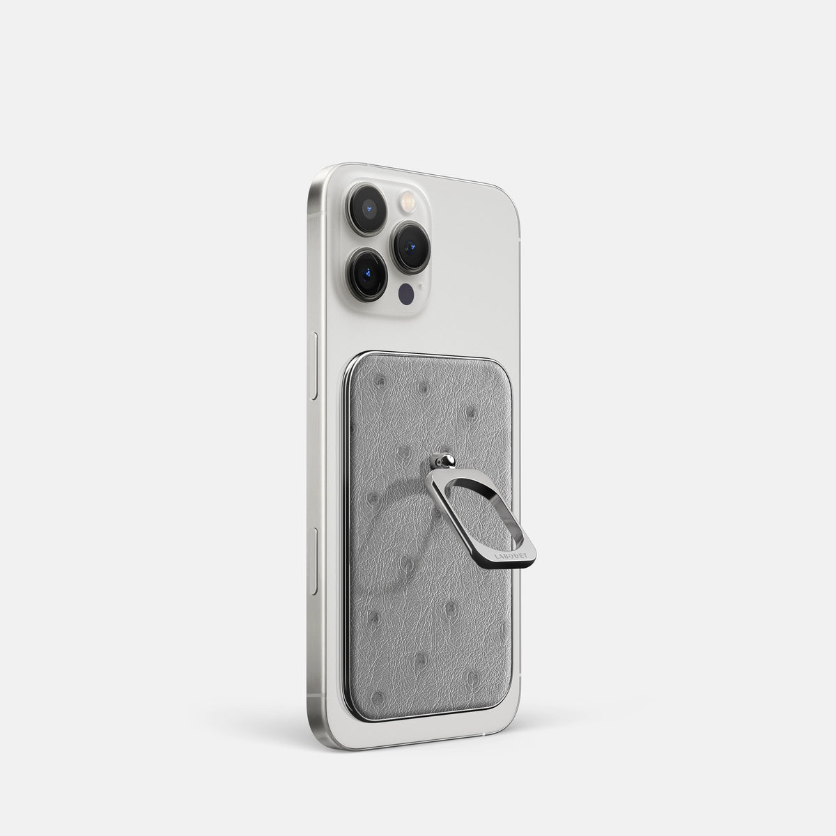 Silver iPhone 16 Pro MagSafe Ring Ostrich with Steel Metal -1 | Silver-Steel