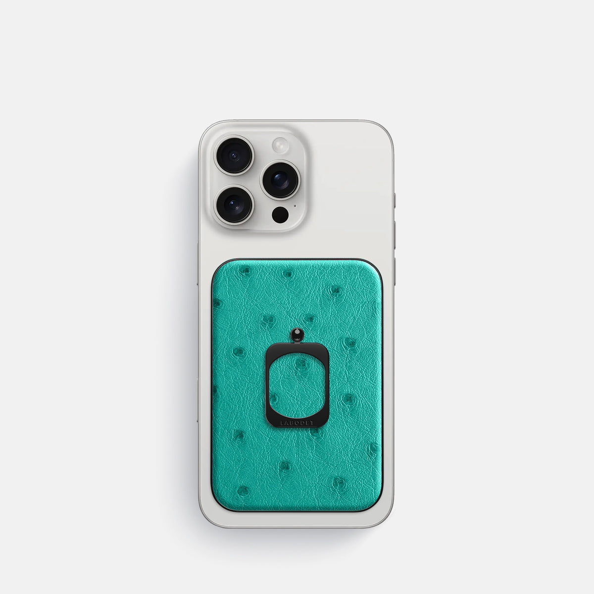 Turquoise iPhone 16 Pro MagSafe Ring Ostrich with Black Metal -2 | Turquoise-Black