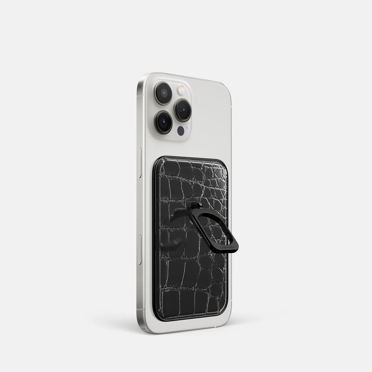 Havana-Black iPhone 16 Pro Magsafe Ring Patina Alligator with Black Metal -1 | Havana-Black-Black