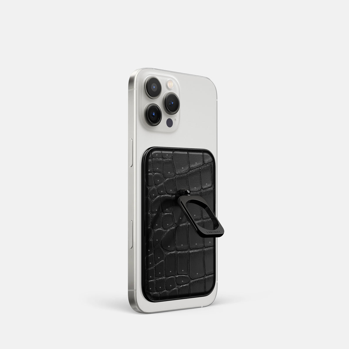 Black iPhone 16 Pro Magsafe Ring Porosus Crocodile with Black Metal -1 | Black-Black