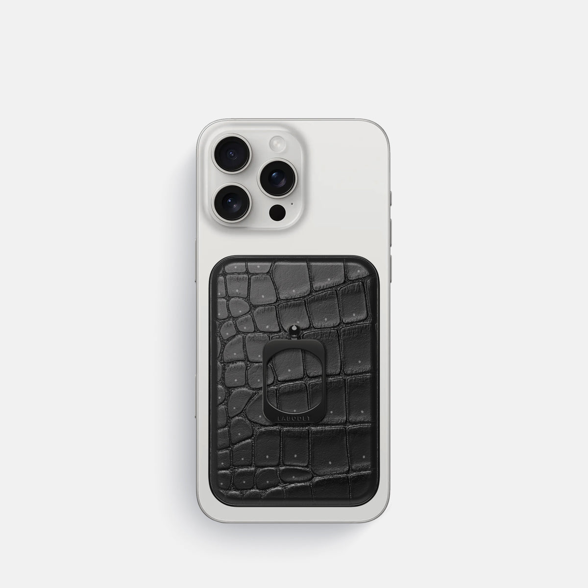 Black iPhone 16 Pro Magsafe Ring Porosus Crocodile with Black Metal -2 | Black-Black