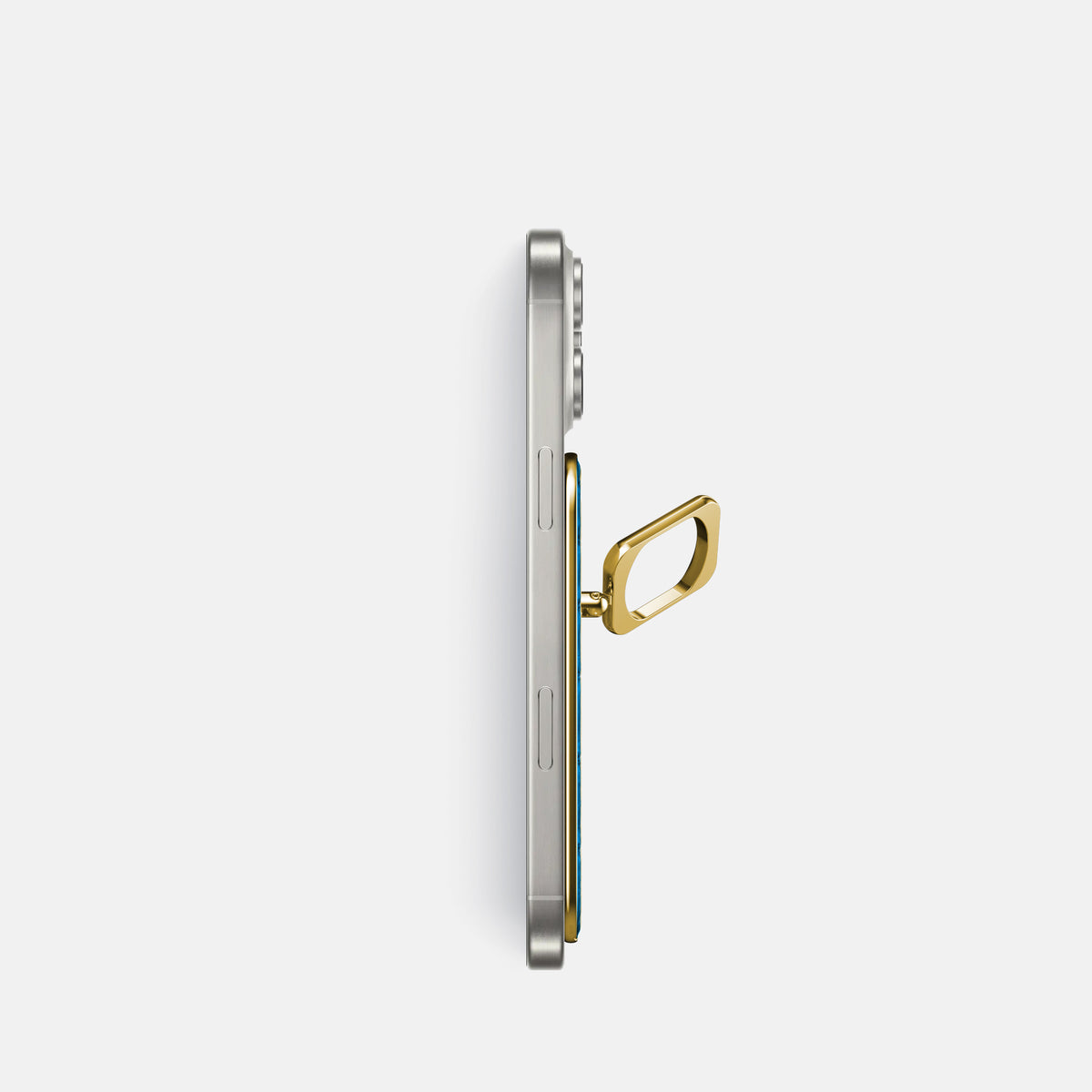 Blue-Lagoon iPhone 16 Pro Magsafe Ring Porosus Crocodile with Gold Metal -3 | Blue-Lagoon-Gold